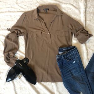 EILEEN Fisher silk military blouse size XS